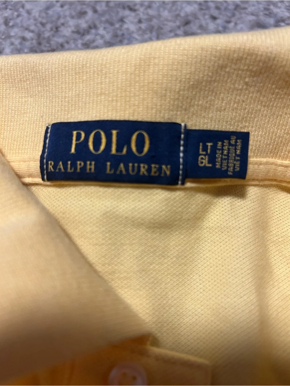 Ralph Lauren Yellow Polo Shirt with Navy Pony - Size Large Tall